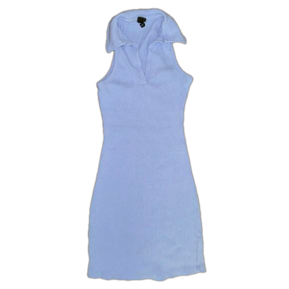 Sleeveless collar ribbed fitted dress XS